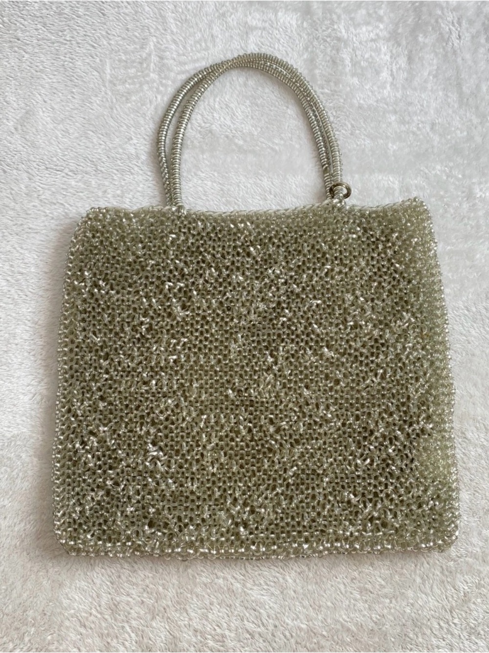 ANTEPRIMA PVC Wire Bag Tote Bag Silver Metallic Hand Bag Shoulder Bag Square